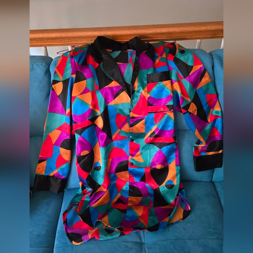 Vintage Cacique Multicolor Geometric Women's Kimono